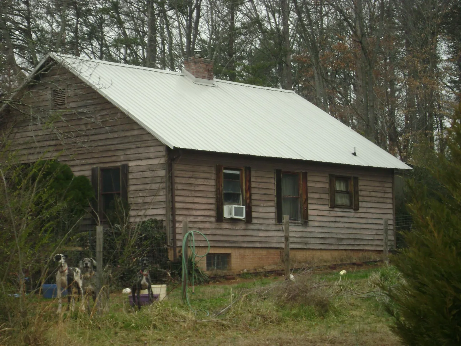 White metal roof on an old wood sided farmhouse, from a Asphalt Shingle Roof Repair job in Gladewater